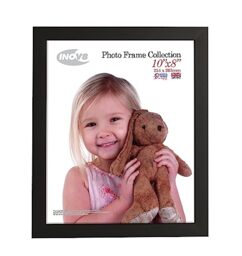 "Inov8 British Made Real Wood Picture/Photo Frame 10x8"" Inch(25x20cm) - Auckland 20mm Pine Black"