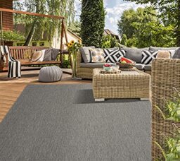 "Mia's Teppiche ""Lara In- & Outdoor Rug, Flat Fabric, 120x170 cm, Anthracite"