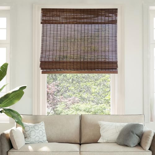 "CHICOLOGY Bamboo Blinds, Bamboo Shades, Roman Shades for Windows, Roman Window Shades, Window Shades for Home, Bamboo Shades for Patio, Blinds & Shades, Window Shade, 29""W X 64""H, Buffalo"