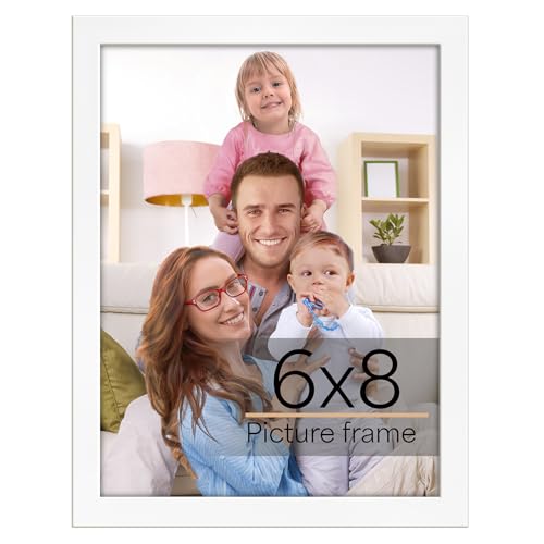 Giftgarden 6x8 Picture Frame White, 6 by 8 Thin Photo Frame for Wall Tabletop Display, Single