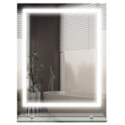 kleankin Dimmable Bathroom Mirror with LED Lights, 3 Colours, Defogging Film