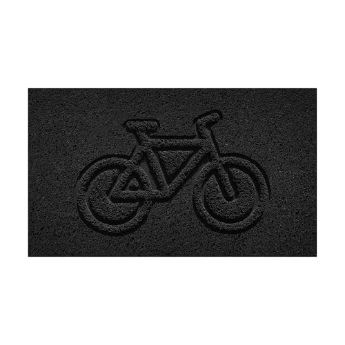 Nicoman Embossed Spaghetti Door Mat Dirt-Trapper Jet-Washable Doormat 70x43cm (Black, BIKE Shape) - Use Indoor or Sheltered Outdoor