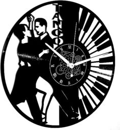 Instant Karma Clocks Wall Clock Dance Tango Couple Dancers, Vinyl, Vintage, Handmade