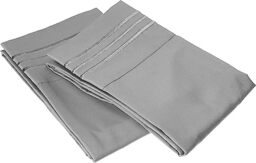 Elegant Comfort Wrinkle Fade Resistant 1500 Premium Hotel Quality Microfiber Ultra Soft Luxurious Pillow Covers Pack of 2 Pillowcases, Standard Size, Silver