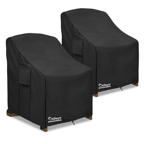 Patio Chair Cover 2 Pack(30W x 34D x 36Hinches),Waterproof Heavy Duty Outdoor Furniture Covers for Patio Adirondack Chair,Black