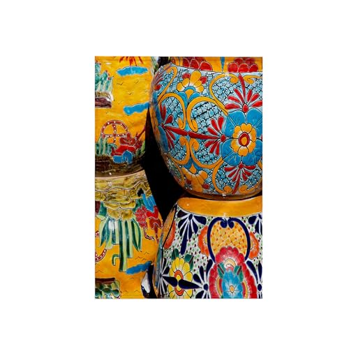 3dRose Arizona, Tucson, Tubac/Traditional Hand-Painted Mexican Pottery Towel, White, 15 x 22-Inch
