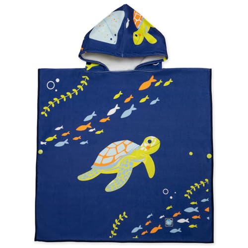 Splash About Kids Hooded Poncho Towel, Turtle Tide, 6-8 Years