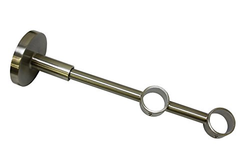 Gardinia Double Bracket with Mounting Plate for Curtain Rods, 2-Rod Holder, Closed, Mounting Kit Included, Chicago Series, 20 mm Diameter, Stainless Steel Finish