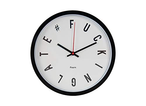 FISURA - Modern F*cking Late Wall Clock without Ticking Noises Wall Clock White 30 cm Diameter ABS and Glass 1 AA Battery