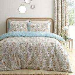 Dreams & Drapes Edena Decorative Floral Duvet Cover Set Single 135 x 200cm – Easy Care Bedding with Elegant Floral Design, Includes 1 Pillowcase