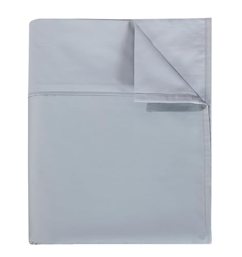 Flat Sheet Only Queen Size, 400 TC 100% Egyptian Cotton Flat Sheet - Wrinkle, Fade, Stain Resistant (Gray, Queen)