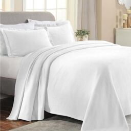 Superior Paisley 3 Piece Cotton Bedspread Set, Home Bed Decor, Decorative Bed Spread, 2 Pillow Shams, Medium Weight Blanket, Matelasse Coverlet Bedding, Vintage Floral Pattern, King, White