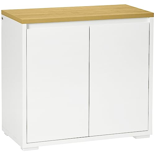HOMCOM Kitchen Sideboard with Double Doors and Adjustable Shelf, White