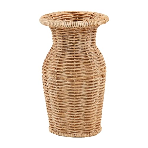 "Mud Pie Skinny Resin Basket Weave Vase 6 1/2"" x 3 3/4"" Dia"