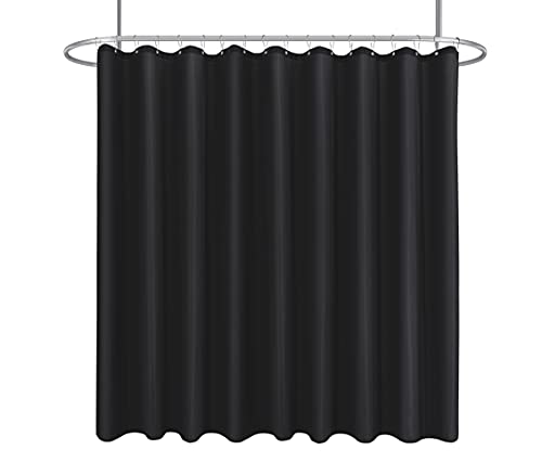 "Biscaynebay Fabric Extra Wide Shower Curtain Liners for Clawfoot Tubs, Black 180"" Width by 72"" Length, Water Resistant Fabric Rust Resistant Grommets Top Weighted Bottom Machine Washable"