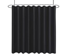 "Biscaynebay Fabric Extra Wide Shower Curtain Liners for Clawfoot Tubs, Black 180"" Width by 72"" Length, Water Resistant Fabric Rust Resistant Grommets Top Weighted Bottom Machine Washable"