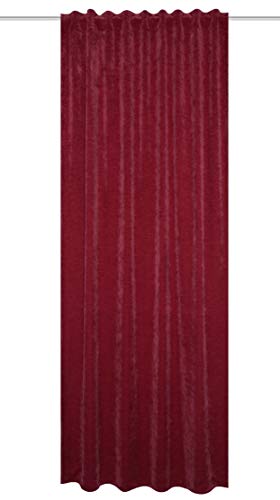 Home Basics Thermochenille Wolly 085425-5601 Thermal Curtain with Combination Band Bordeaux 225 x 135 cm