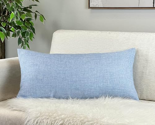 "Aiking Home Woven Fine Faux Linen Throw Pillow Cover, size12""x24"", Slate Blue"