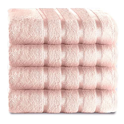 GC GAVENO CAVAILIA Extra Absorbent 500 GSM Bath Towels, Luxury Pack of 4 Bathroom Sheets Set, 100% Ringspun Cotton, Egyptian, Blush Pink, 70x120 Cm