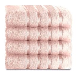 GC GAVENO CAVAILIA Extra Absorbent 500 GSM Bath Towels, Luxury Pack of 4 Bathroom Sheets Set, 100% Ringspun Cotton, Egyptian, Blush Pink, 70x120 Cm