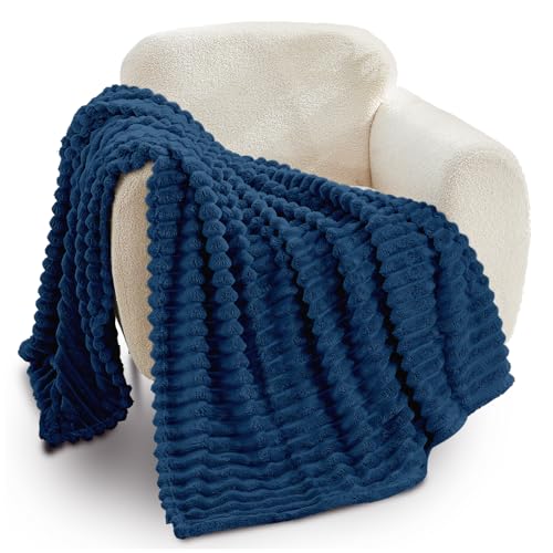 GC GAVENO CAVAILIA Fleece Throw Blanket - Soft Fluffy Throws For Sofas, Bed, Settee, Couch - Extra Warm Large Blanket Throw - Easycare, Anti Allergic - Double 150x200 Cm - Navy