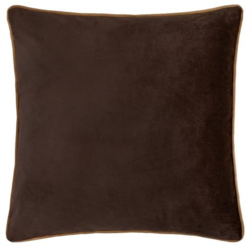 furn. Meridian Polyester Filled Cushion – Luxury Contrast Piped Velvet Decorative Pillow (Chocolate/Caramel - 45x45cm)