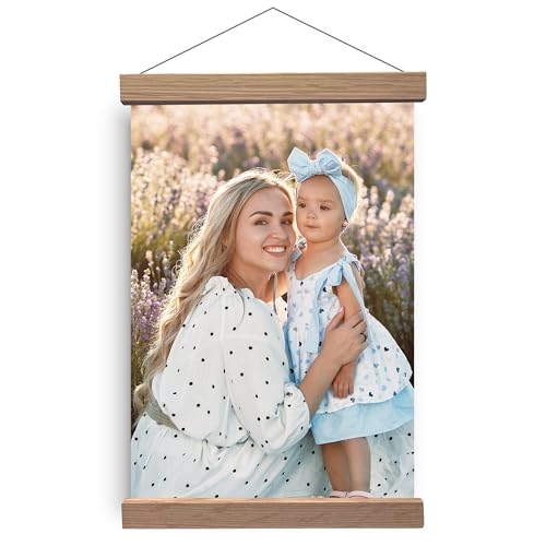 "Poster Frame Frames, Magnetic Light Wood Oak Wooden Poster Hangers Hanger Hanging Kit for Canvas Artwork Art Print (Oak, 16"" - 41 cm, Hangers 1 Pack)"