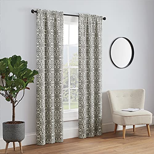 "Pairs to Go Brockwell 56"" x 95"" Rod Pocket Double Panel Privacy Window Treatment Living Room, 28 in x 95 in, Charcoal, 2 Count"
