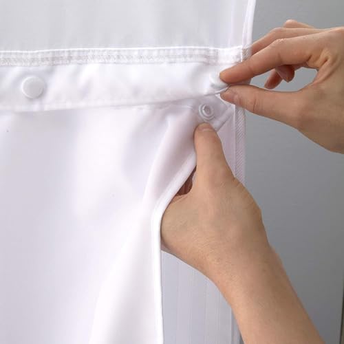 "Hookless It's A Snap! Polyester Fabric Snap-in Replacement Shower Curtain Liner with Magnets Curtain with Sheer Window, 70"" x 54"", Water-Repellent, Easy Install, White"