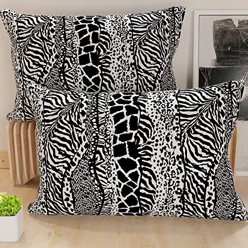 PETTI Artigiani Italiani - Pair of Pillow Cases 40 x 70 cm in Microfibre, Cushions for Bedroom Furniture, Sofa, Living Room, Set of 2 Cushion Covers, Animal Pillow Case, Black, 100% Made in Italy