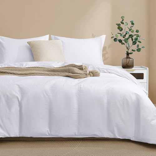 Colourful Snail 100-Percent Cotton Duvet Cover Set, Hidden Zipper Closure, Ultra Soft, Easy Care and Durable, Simple Bedding Style, Twin, White (Comforter Not Included)