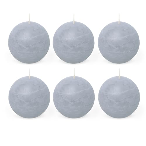Spaas 6X Rustic Ball Candle 80 mm 24h, Light Blue
