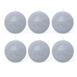 Spaas 6X Rustic Ball Candle 80 mm 24h, Light Blue
