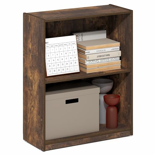 Furinno GRUEN Book Shelf, 2-Tier Small Bookshelf, Bookcase with Open Shelf, 21.1 x 55.4 x 68.6 cm, for Organization and Storage, for Living Room, Bedroom, Home Office, Amber Pine
