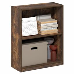 Furinno GRUEN Book Shelf, 2-Tier Small Bookshelf, Bookcase with Open Shelf, 21.1 x 55.4 x 68.6 cm, for Organization and Storage, for Living Room, Bedroom, Home Office, Amber Pine