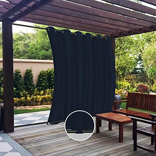 Easy-Going Outdoor Curtains Waterproof Windproof Weatherproof Curtain for Patio, Cabana, Porch, Pergola and Gazebo, Grommet Top and Tab Bottom Drape, 1 Panel, 110x108 inch, Navy
