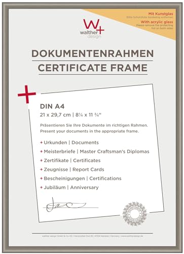 walther Design Picture Frame Steel 21 x 29.7 cm (DIN A4) with Art Glass 5-Pack, New Lifestyle Plastic Frame KVX130D5