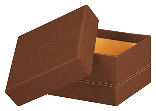 RHODIA 194554C - Set of 5 Copper Nesting Boxes - Orange Saddle Stitching - Faux Leather Exterior - Rhodiarama Home Office Collection - Office Organization & Designer Storage