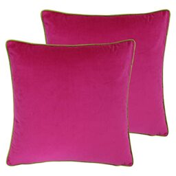 Paoletti Meridian Polyester Filled Cushions (Twin Pack), Polyester, Hot Pink/Lime