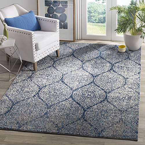 Safavieh Modern Chic Indoor Woven Rectangle Area Rug, Madison Collection, MAD604, in Navy / Silver, 122 X 183 cm for Living Room, Bedroom or Any Indoor Space