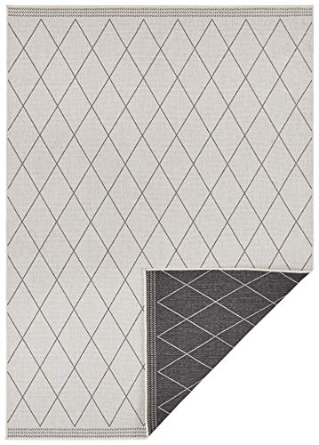 Freundin Home Collection In- & Outdoor Reversible Rug Daisy, Polypropylene, Black Cream, 160x230 cm