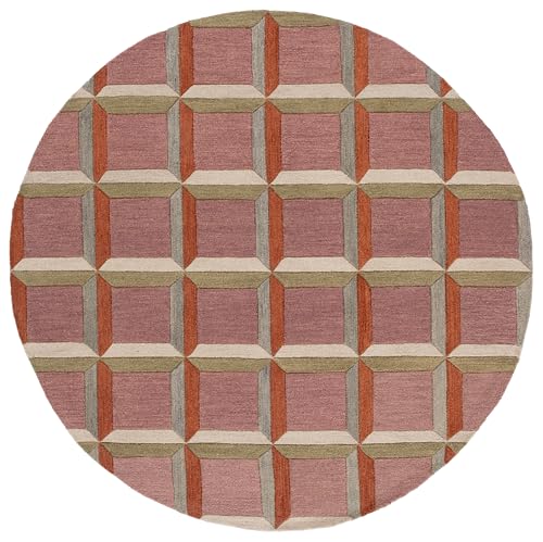 Safavieh Modern Rug for Living Room, Dining Room, Bedroom - Genre Collection, Short Pile, in Red and Beige, 180 x 180 cm
