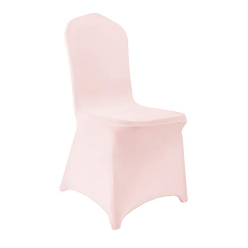Peomeise Stretch Spandex Chair Cover for Wedding Party Dining Banquet Event (Blush Pink, 25)