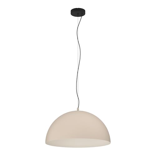 Eglo Pendant Lighting Gaetano 1, Ceiling Light Fitting for Dining Room, Hanging lamp Made of Metal in Black and Sand Colour, E27 Socket, Ø 21”
