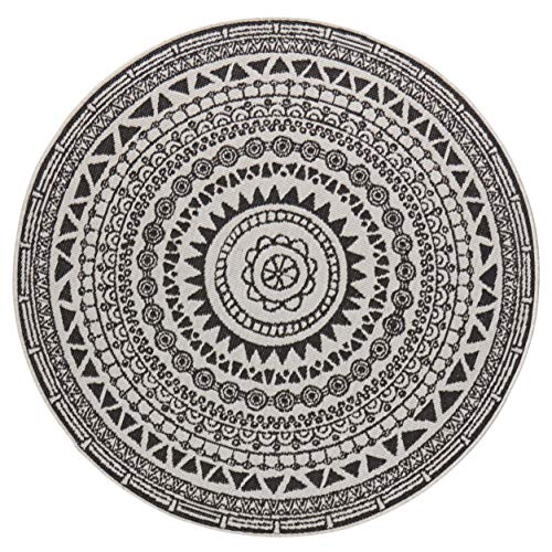 Bougari Reversible Rug, Black Cream, ø 140 cm