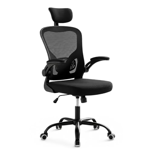 Relaxdays office chair, height-adjustable, swivelling, tilt function, black