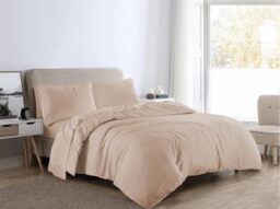 Kampala Hill Plain Dye Flannelette Bedding Brushed Cotton Duvet Cover Set Latte Double