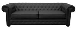 Chesterfield Style Venus Sofa 3 Seater 2 Seater Armchair Black Faux Leather (3 Seater)