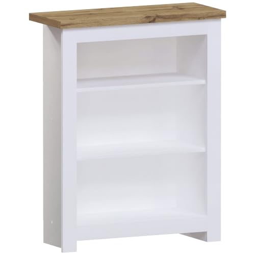 Vida Designs Arlington Bookcase Modern Display Shelves Storage MDF Furniture White (3 Tier)