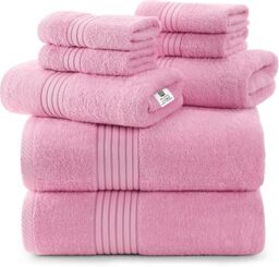 Utopia Towels 8-Piece Luxury Towel Set, 2 Bath Towels, 2 Hand Towels, and 4 Wash Cloths, 600 GSM 100% Ring Spun Cotton Highly Absorbent Towels for Bathroom, Sports, and Hotel (Pink)
